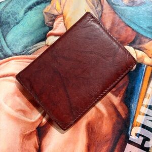 Vintage reddish brown leather small photo wallet